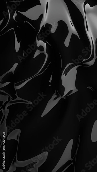 Fototapeta Abstract black vertical background. Oil, petroleum, rock oil. Silk, satin. Black tar, gum. 3d rendering illustration not AI