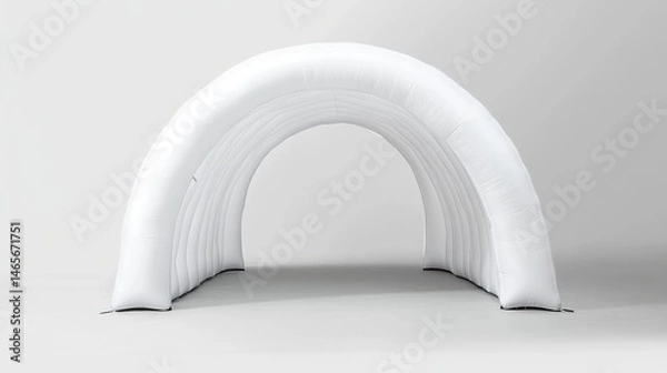 Obraz An inflatable white archway with a simple design, viewed from the front against a white background