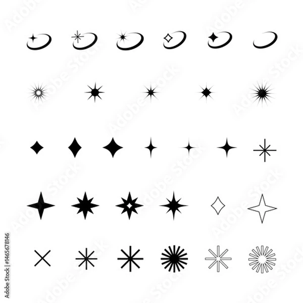 Obraz A minimalist retro set of stars of various shapes. Suitable for designing posters, banners, patterns, templates, prints