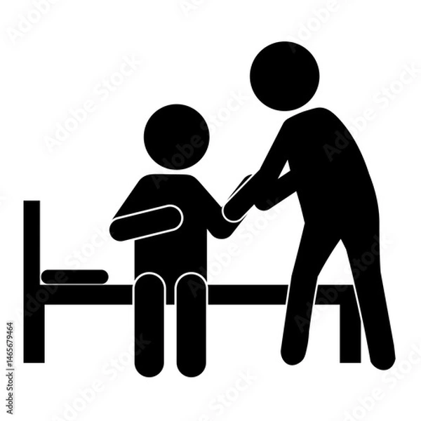 Obraz 立ち上がる補助をしているピクトグラム