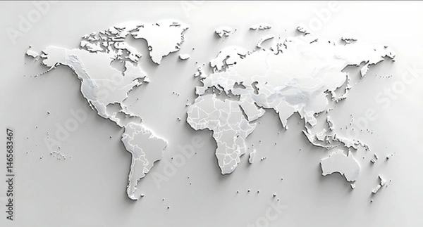 Obraz 2D world map on white background