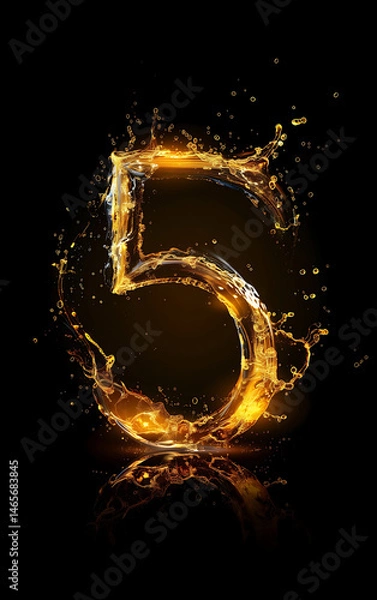 Obraz At the heart of this poster is the numeral 5 complete and golden symbolizing the brands fifth essence of luxury The 5 has a reflective oillike texture that suggest