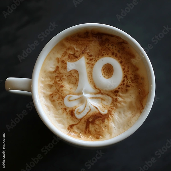 Obraz cappuccino foam art of number 10