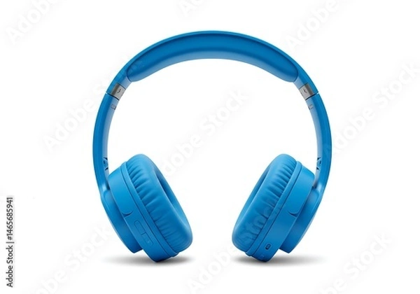 Obraz A pair of blue over ear headphones isolate on white background