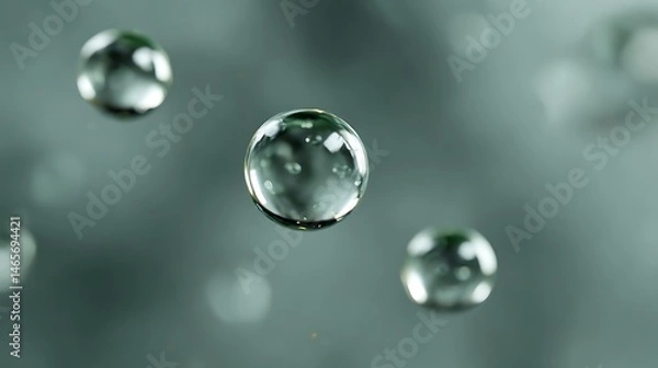 Fototapeta 宙に浮かぶ透明なしずく