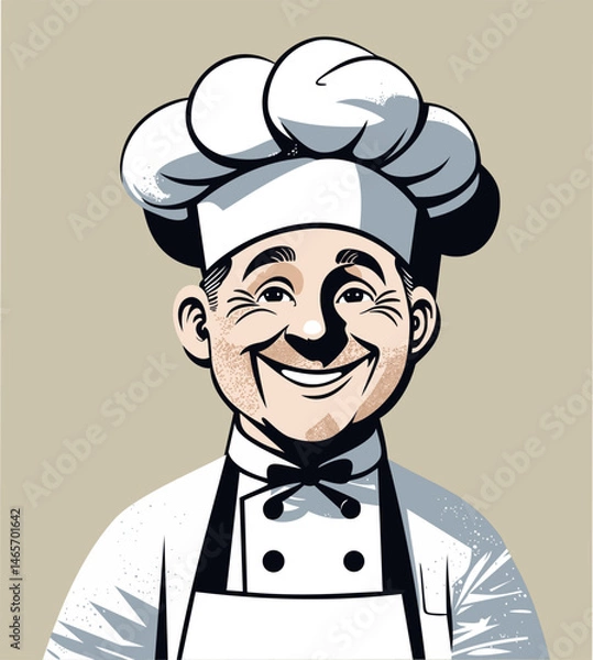 Obraz Smiling handsome chef. Vector isolated illustration