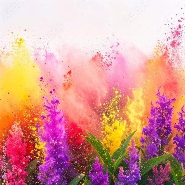 Fototapeta Abstract border frame of flowers painting with summer flowers Celosia background graphic resource