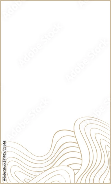 Fototapeta Gold Wavy Lines Vertical Frame, Art Nouveau Patterned Border or Art Deco Isolated Vector Design Element