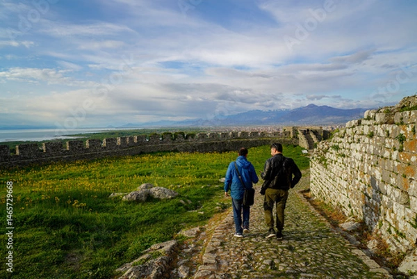 Fototapeta Rozafa Castle , panoramic view from the hill