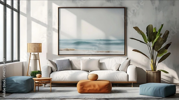 Obraz horizontal 32 mockup poster floating canvas frame mock up