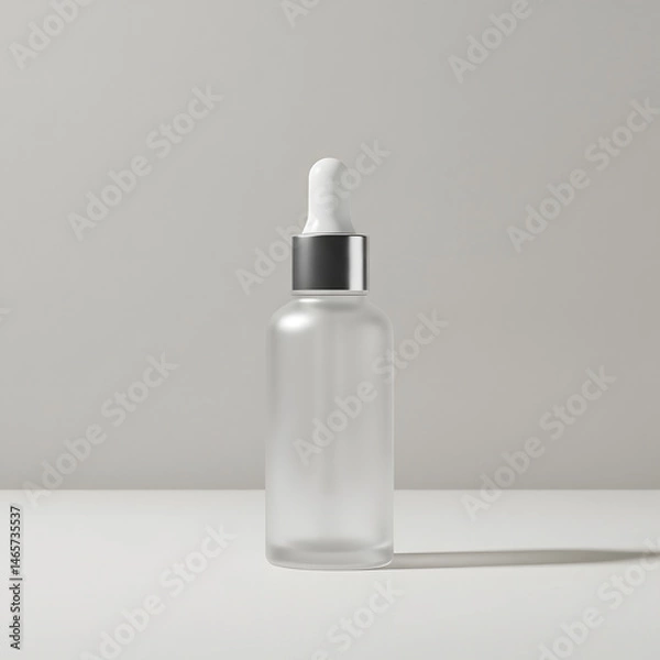 Fototapeta Elegant Frosted Glass Dropper Bottle for Essential Oils, Serums, and Cosmetics  Premium Packaging Mockup