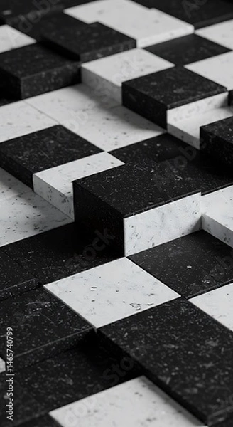Fototapeta Monochrome Cubes: Textured Depth & Shadow Play
