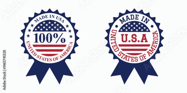 Obraz made in usa 100% label design vector with circle flag element for business
