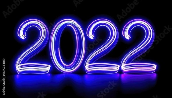 Obraz Blurred Light Waves Forming the Year 2022