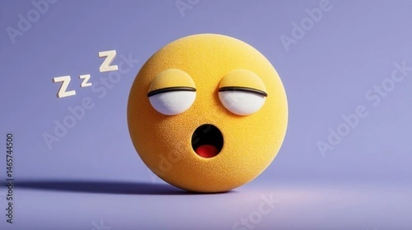 Fototapeta Sleepy Emoji with Closed Eyes and Zzz Expressing Tiredness and Rest Ideal for SleepRelated C