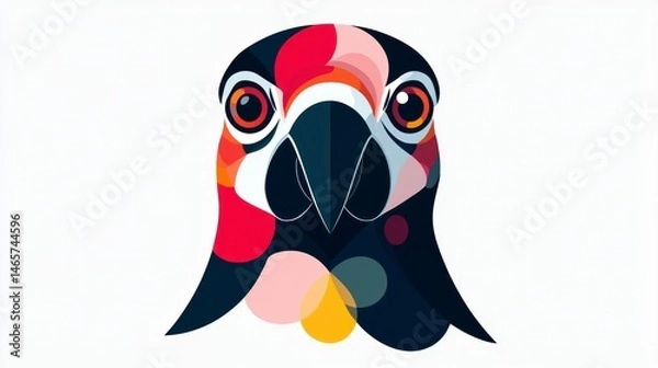 Fototapeta Stylish Abstract Bird Portrait with Vibrant Colors and Geometric Shapes for Creative Designs