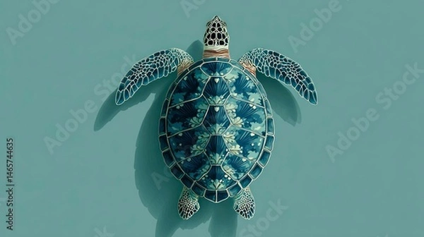 Fototapeta Stunning Sea Turtle Illustration with Intricate Patterns and Vibrant Colors Perfect for Nature