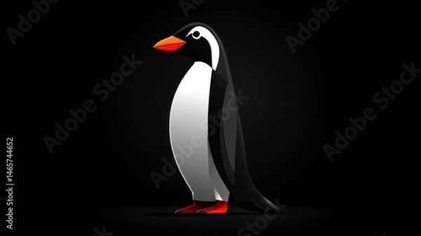 Fototapeta Stylish Penguin Illustration with Bold Colors and Minimalist Design for Creative Projects