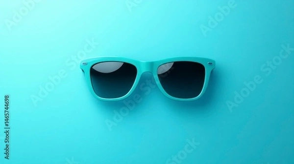 Fototapeta Stylish Turquoise Sunglasses on a Matching Background for Fashion and Lifestyle Concepts