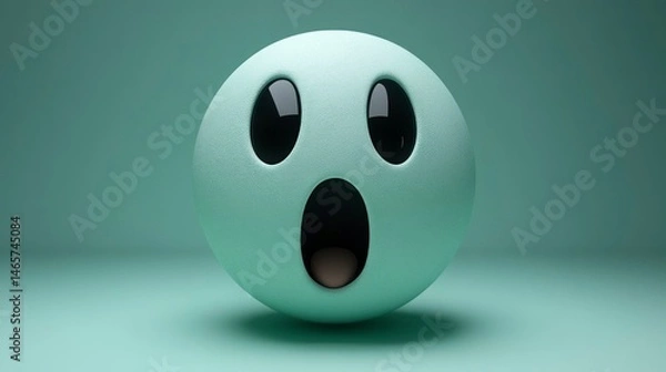 Fototapeta Surprised Emoji with Wide Eyes and Open Mouth on a Solid Background
