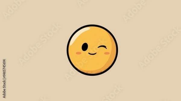 Fototapeta Winking Emoji with Playful Expression Perfect for Fun Friendly and Whimsical Designs