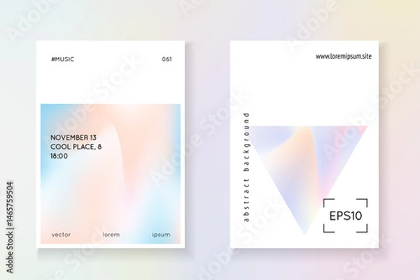 Fototapeta Gradient Poster. Graphic Design. Holographic Foil. Business White Brochure. Purple Minimal Paper. Plastic Banner. Iridescent Texture. Pink Gradient Poster