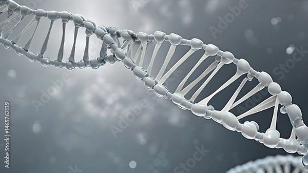 Fototapeta Futuristic White DNA Strand for Science Background