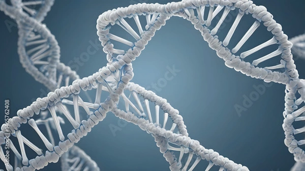 Fototapeta Futuristic White DNA Double Helix Pattern – Seamless Science Texture