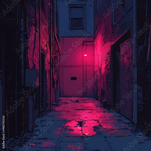 Obraz Pink-lit alleyway at night