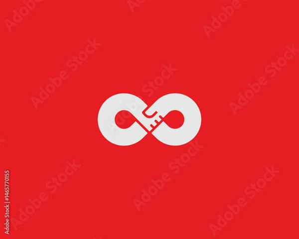 Fototapeta Abstract infinity vector logo. Creative number 8 endless logotype. Unusual handshake partnership sign.