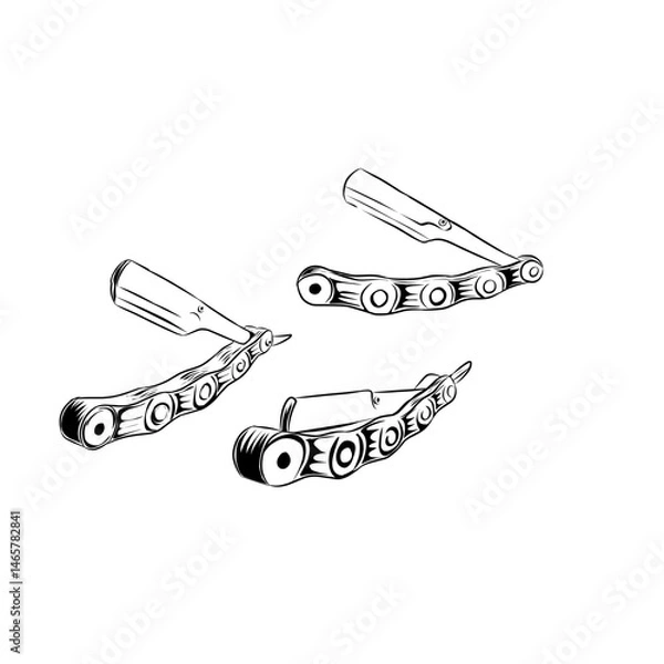 Obraz razor hand drawing on white background