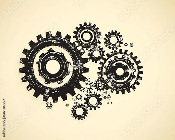 Obraz Interlocking gears, grunge style