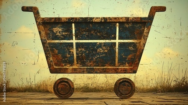 Fototapeta Rusty Shopping Cart: Symbol of Abandoned Commerce