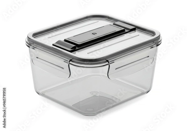 Fototapeta Reusable food storage container with locking lid isolated on white