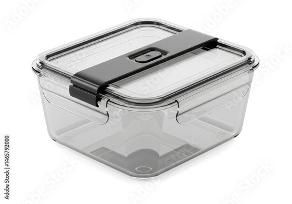 Fototapeta Reusable food storage container with locking lid isolated on white