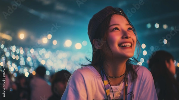 Obraz Joyful Idol Fan at Concert
ライブで輝く推し活女子