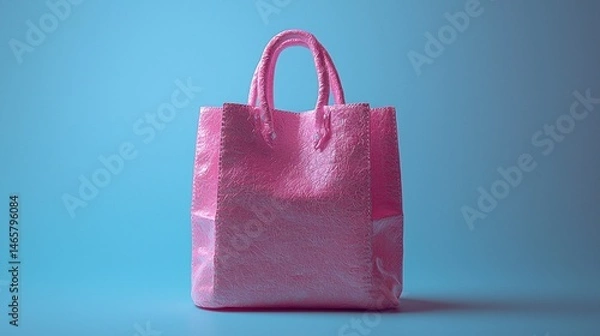 Fototapeta A Pink Tote Bag on a Blue Background