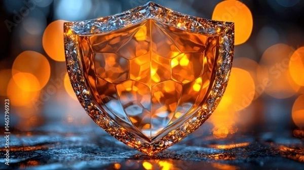 Fototapeta Glowing Crystal Shield: A Symbol of Protection and Security