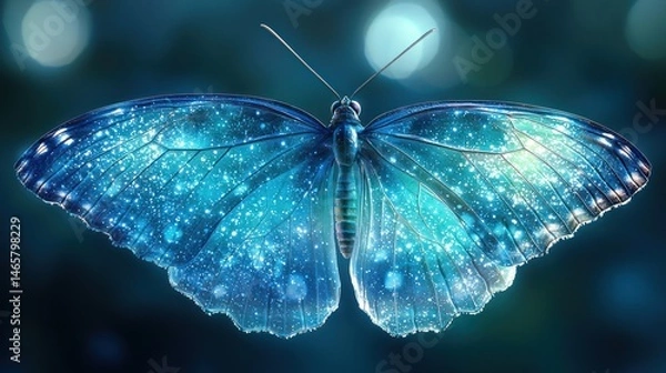 Fototapeta Celestial Butterfly: A Symphony of Blue and Light