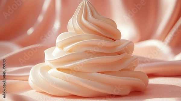 Fototapeta Creamy Delight: A Swirl of Whipped Delicacy on Peach Silk