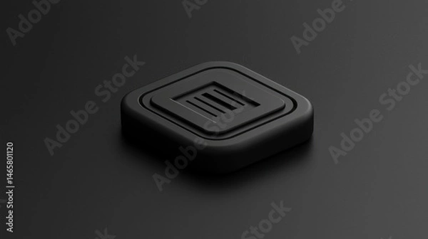 Fototapeta 3D Render of a Black Square Icon with Inner Lines