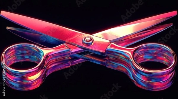 Fototapeta Iridescent Scissors: A Modern Artistic Still Life