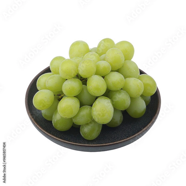 Fototapeta Fresh Green Grapes in a Dark Bowl