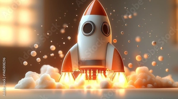 Fototapeta Launch into Innovation: A Rocket's Ascent