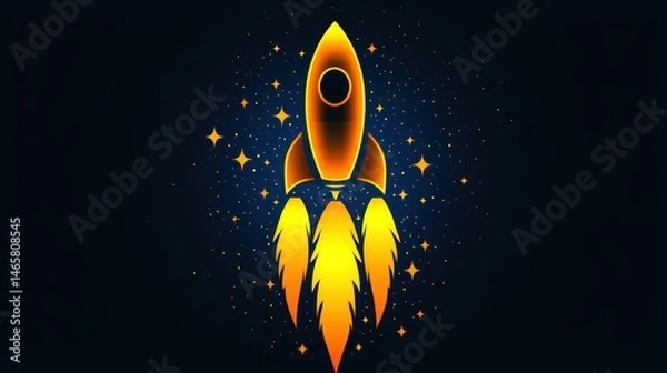 Fototapeta Fiery Rocket Launch into the Cosmos: A Celestial Ascent