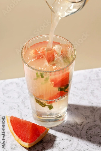 Fototapeta glass of grapefruit mocktail