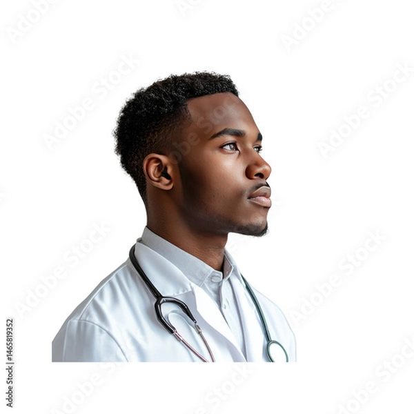 Obraz Thoughtful Young Black Male Doctor in Profile