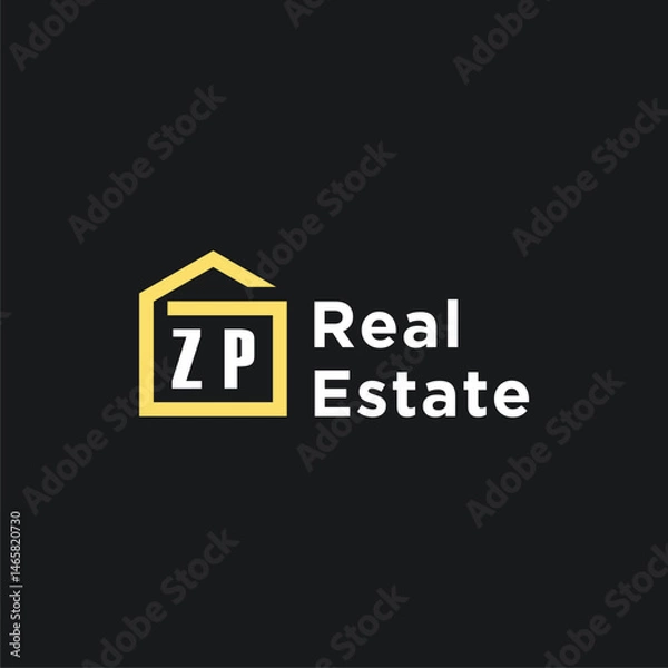 Fototapeta ZP initials minimalist creative real estate logo vector