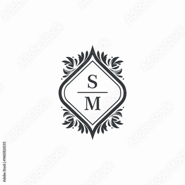 Obraz SM Initials Wedding Logo Vector Art  Icons  and Graphics