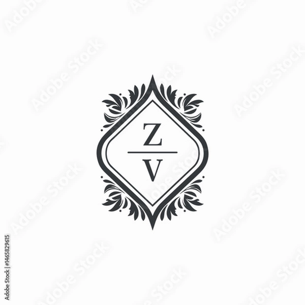 Obraz ZV Initials Wedding Logo Vector Art  Icons  and Graphics